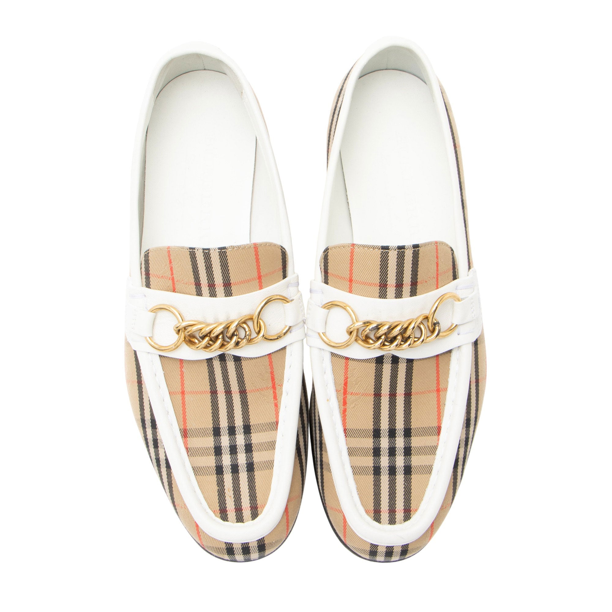 Burberry Nova Check Leather Moorley Loafers - Size 7.5 / 37.5