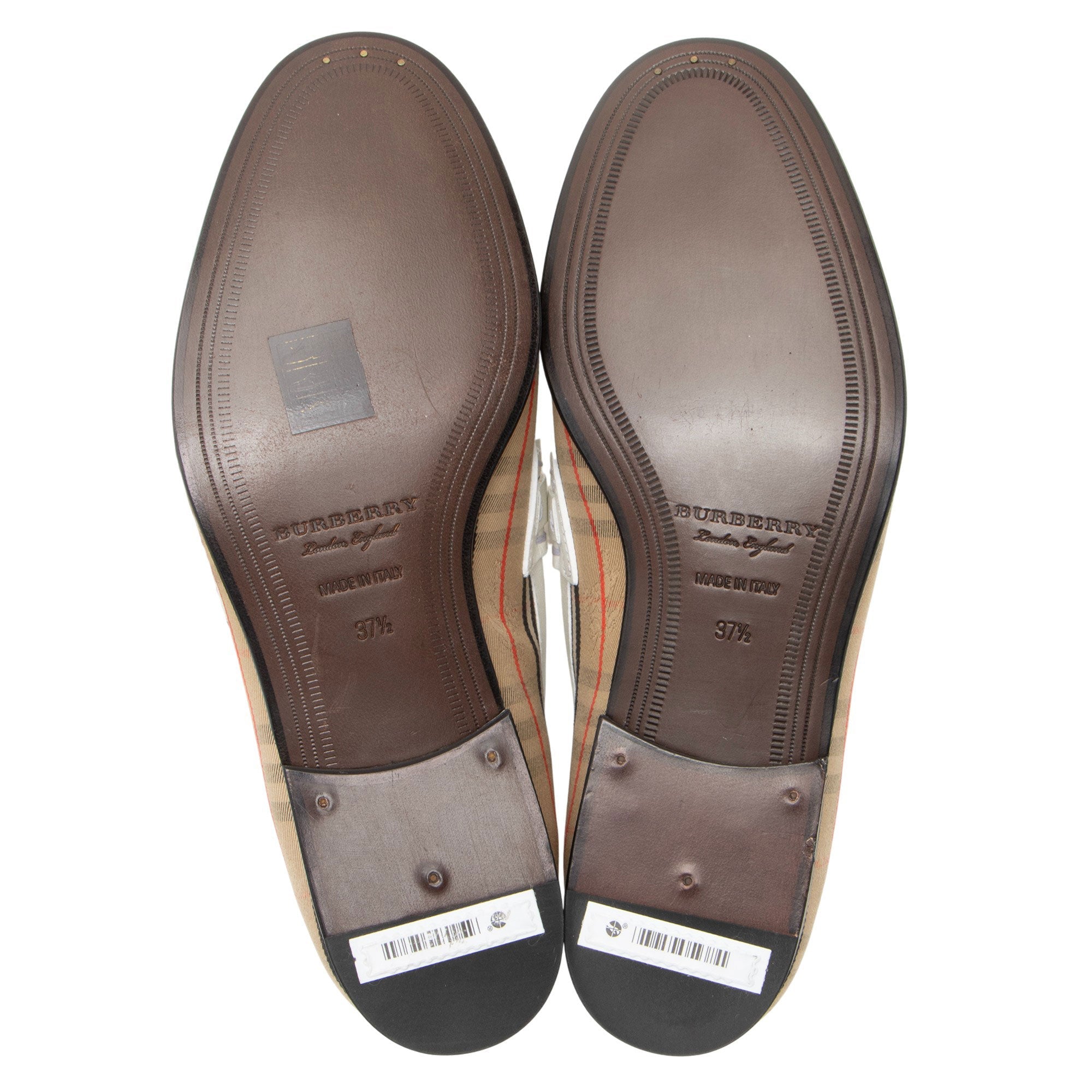 Burberry Nova Check Leather Moorley Loafers - Size 7.5 / 37.5