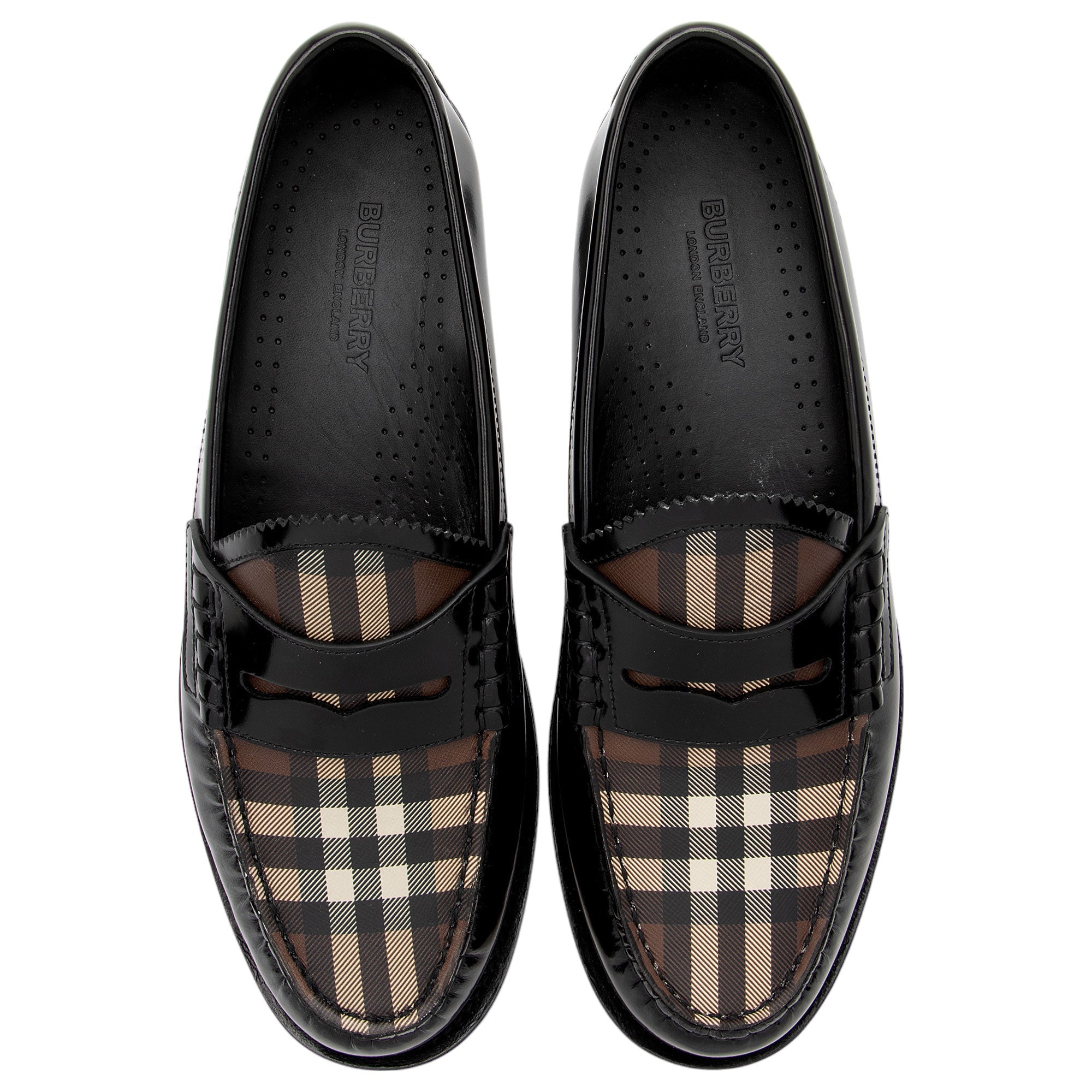 Burberry Vintage Check Leather Shane Loafers - Size 8 / 38 (SHF-mrp4rV)