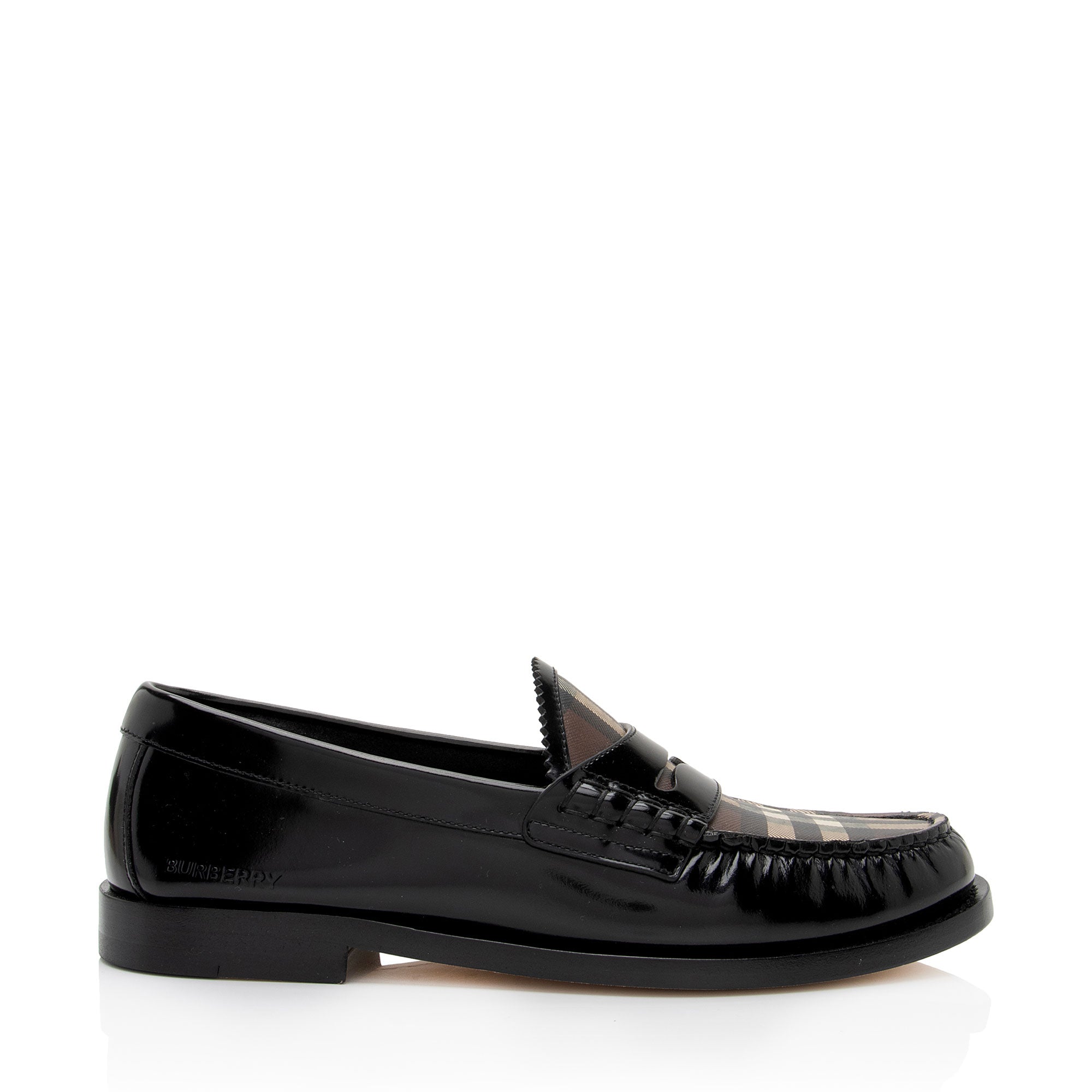 Burberry Vintage Check Leather Shane Loafers - Size 8 / 38 (SHF-mrp4rV)