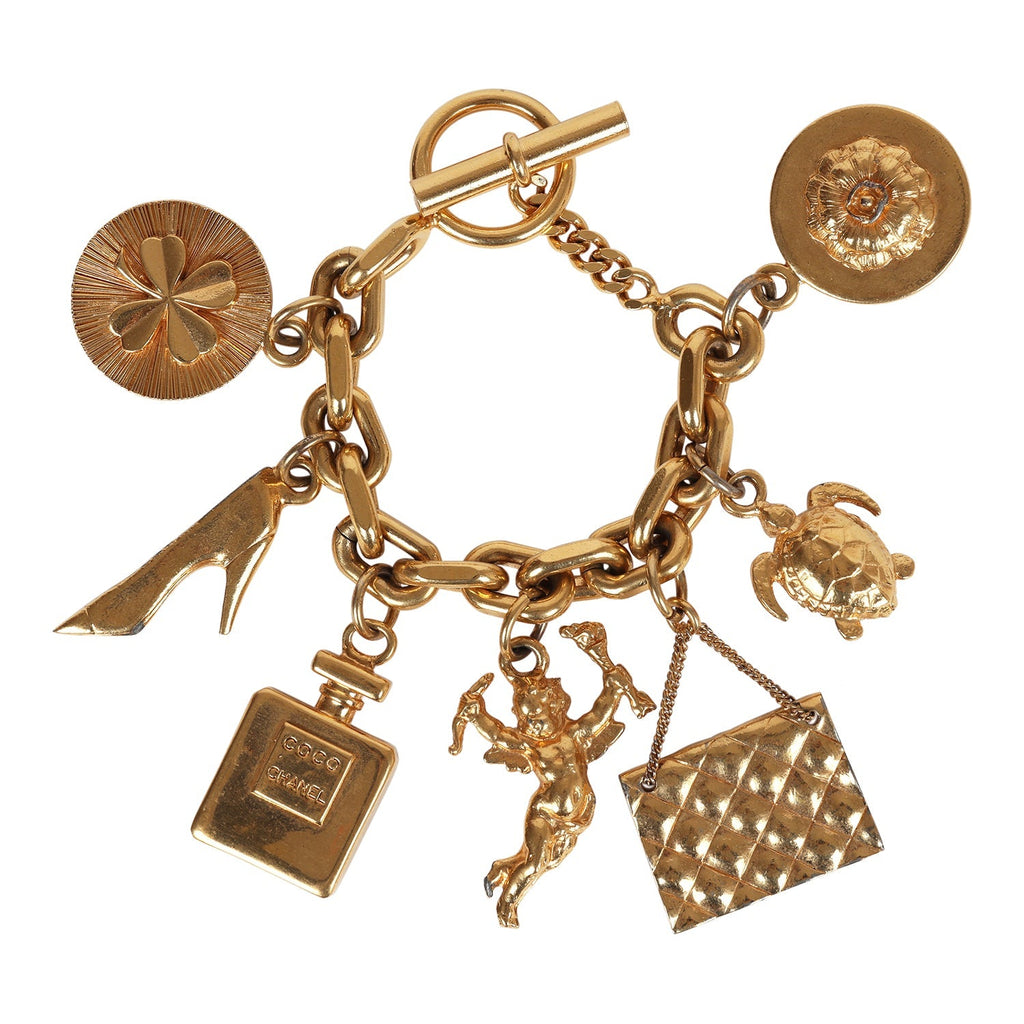 Vintage Chanel 24K Gold Plated Lucky Charms Bracelet