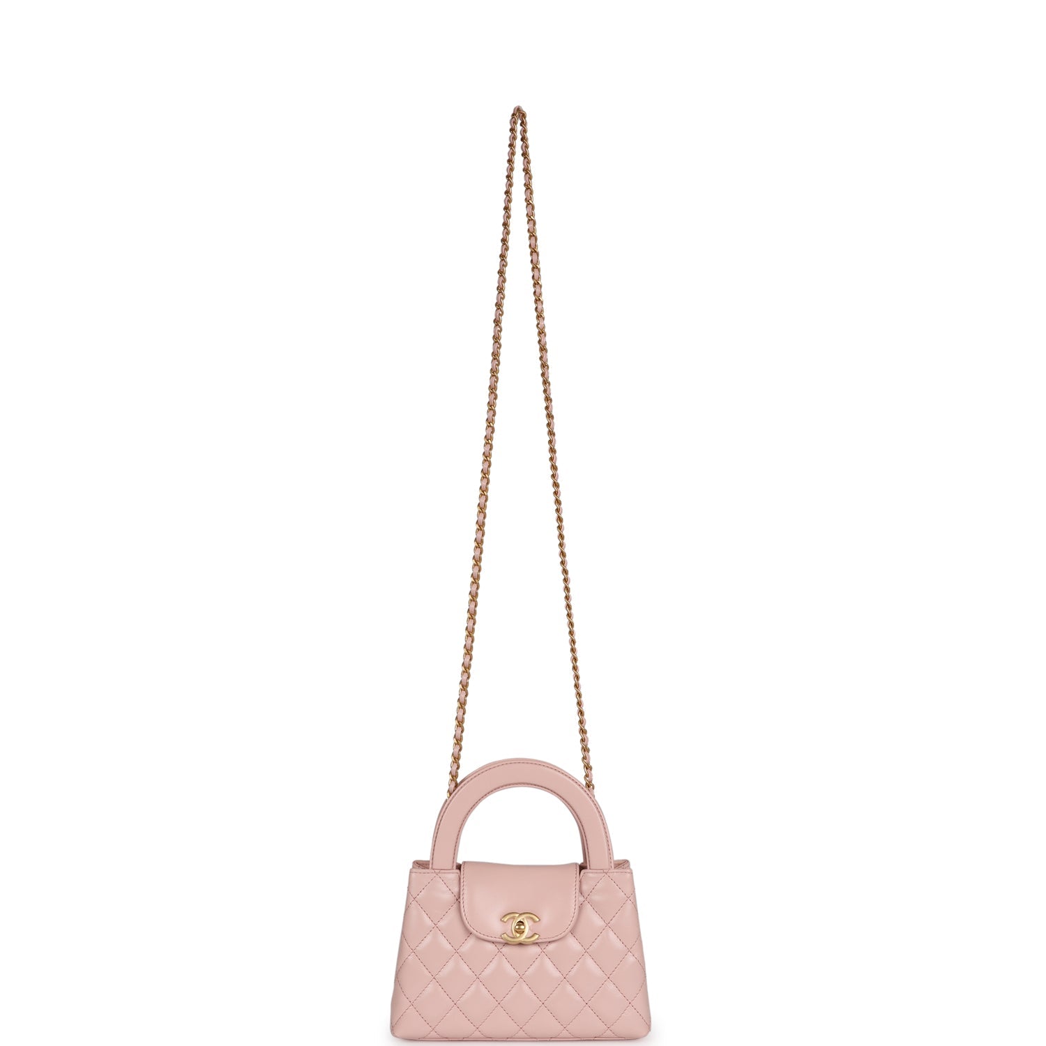 Chanel Small Kelly Shopper Light Pink Shiny Aged Calfskin Brushed Gold Hardware