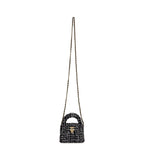 Chanel Nano Kelly Shopper Black, White & Sequin Tweed Brushed Gold Hardware