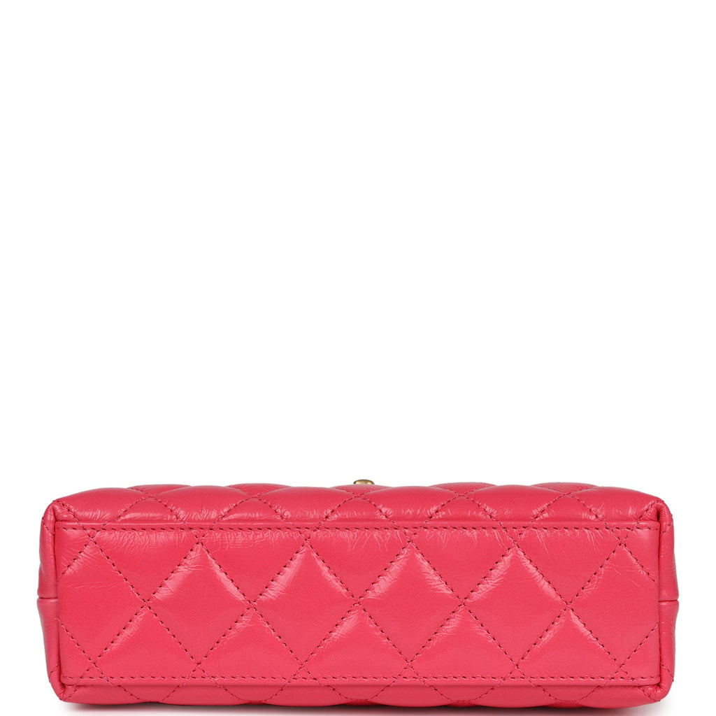Chanel Small Kelly Shopper Dark Pink Shiny Aged Calfskin Brushed Gold Hardware