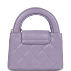 Chanel Nano Kelly Shopper Light Purple Shiny Aged Calfskin Brushed Gold Hardware