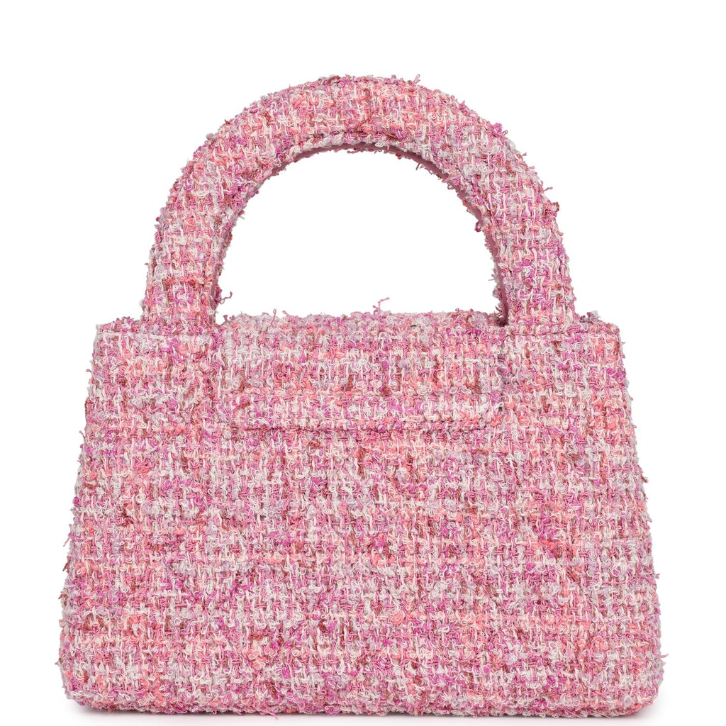 Chanel Small Kelly Shopper Pink Tweed Brushed Gold Hardware