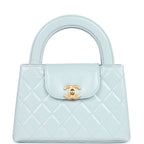 Chanel Small Kelly Shopper Light Blue Shiny Aged Calfskin Brushed Gold Hardware