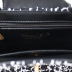 Chanel Small Kelly Shopper Black, White & Silver Sequin Tweed Brushed Gold Hardware
