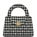 Chanel Small Kelly Shopper Black and White Houndstooth Tweed Brushed Gold Hardware