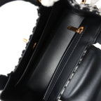 Chanel Small Kelly Shopper Black and White Houndstooth Tweed Brushed Gold Hardware