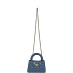Chanel Small Kelly Shopper Blue Shiny Aged Calfskin Brushed Gold Hardware
