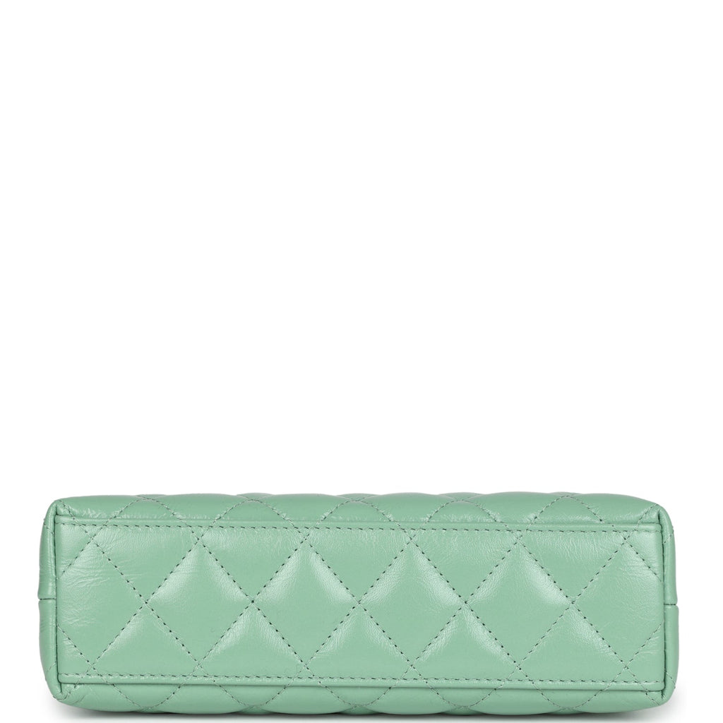 Chanel Small Kelly Shopper Light Green Shiny Aged Calfskin Brushed Gold Hardware