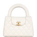 Chanel Small Kelly Shopper White Shiny Aged Calfskin Brushed Gold Hardware