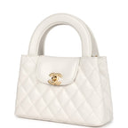 Chanel Small Kelly Shopper White Shiny Aged Calfskin Brushed Gold Hardware