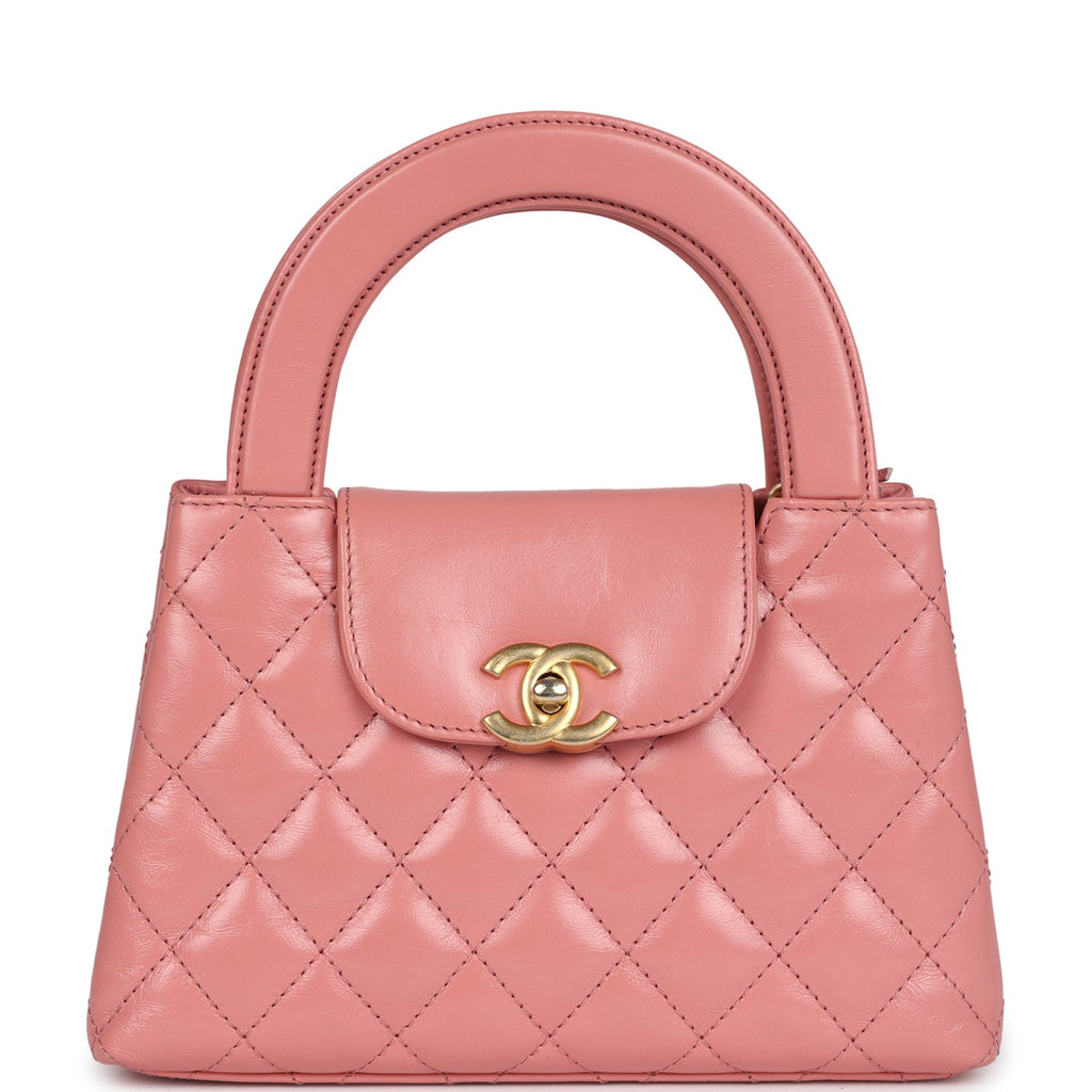 Chanel Small Kelly Shopper Pink Shiny Aged Calfskin Brushed Gold Hardware