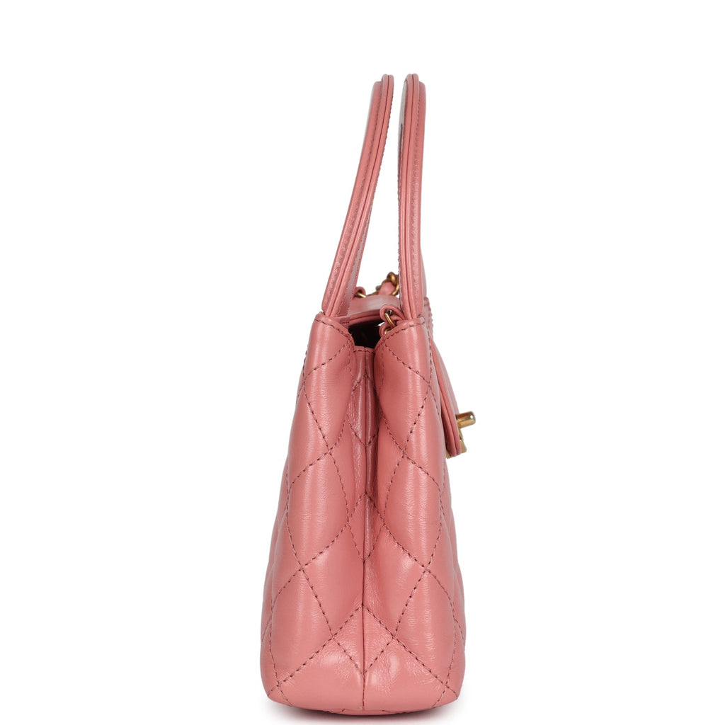 Chanel Small Kelly Shopper Pink Shiny Aged Calfskin Brushed Gold Hardware