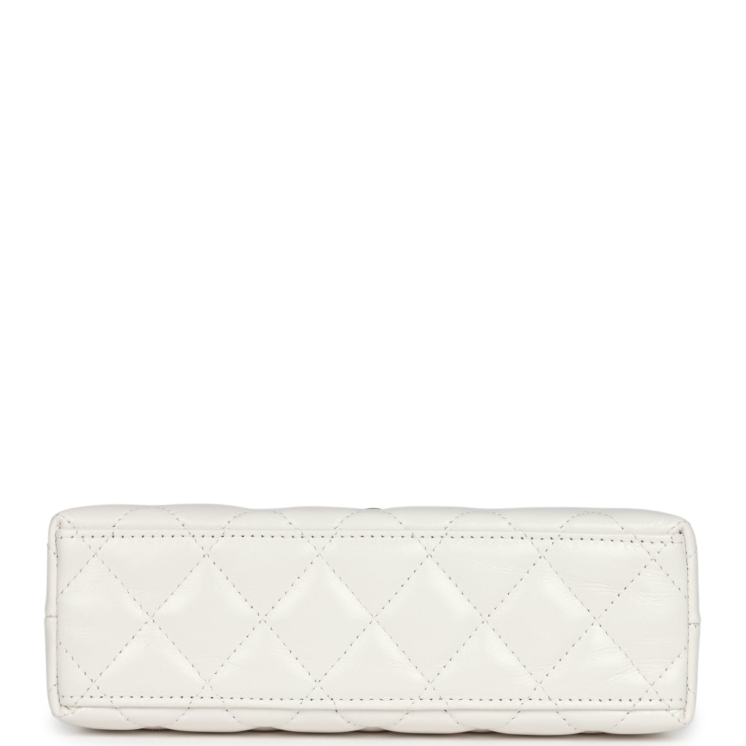 Chanel Small Kelly Shopper White Shiny Aged Calfskin Brushed Gold Hardware