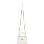 Chanel Small Kelly Shopper White Shiny Aged Calfskin Brushed Gold Hardware