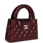 Chanel Small Kelly Shopper Metallic Burgundy Calfskin Brushed Gold Hardware