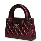 Chanel Small Kelly Shopper Metallic Burgundy Calfskin Brushed Gold Hardware