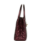 Chanel Small Kelly Shopper Metallic Burgundy Calfskin Brushed Gold Hardware