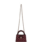 Chanel Small Kelly Shopper Metallic Burgundy Calfskin Brushed Gold Hardware