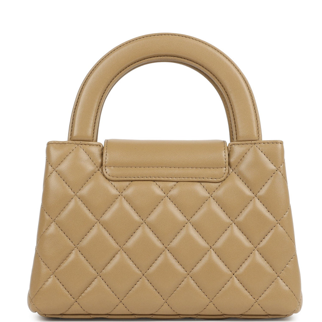 Chanel Small Kelly Shopper Dark Beige Shiny Lambskin Antique Gold Hardware