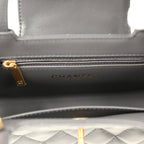 Chanel Small Kelly Shopper Grey Shiny Aged Calfskin Brushed Gold Hardware