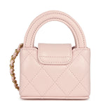 Chanel Nano Kelly Bag Charm Light Pink Shiny Lambskin Brushed Gold Hardware