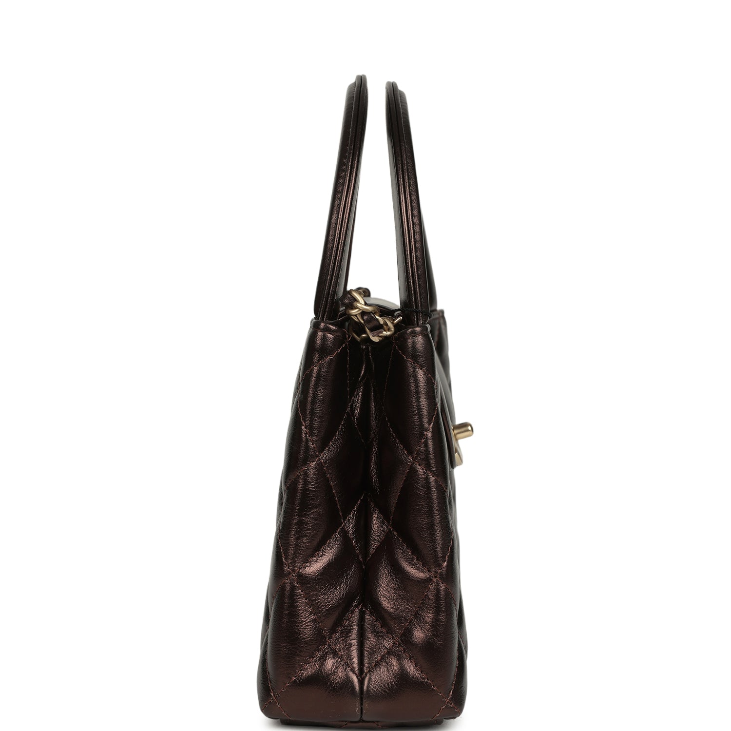 Chanel Small Kelly Shopper Metallic Dark Bronze Calfskin Brushed Light Gold Hardware