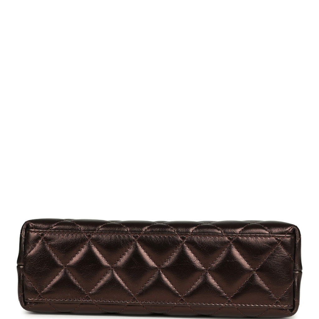 Chanel Small Kelly Shopper Metallic Dark Bronze Calfskin Brushed Light Gold Hardware