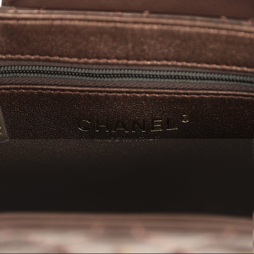 Chanel Small Kelly Shopper Metallic Dark Bronze Calfskin Brushed Light Gold Hardware