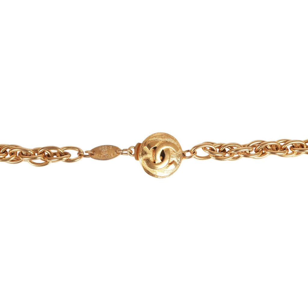 Vintage Chanel 24K Gold Plated Large Signature CC Logo Pendant Necklace