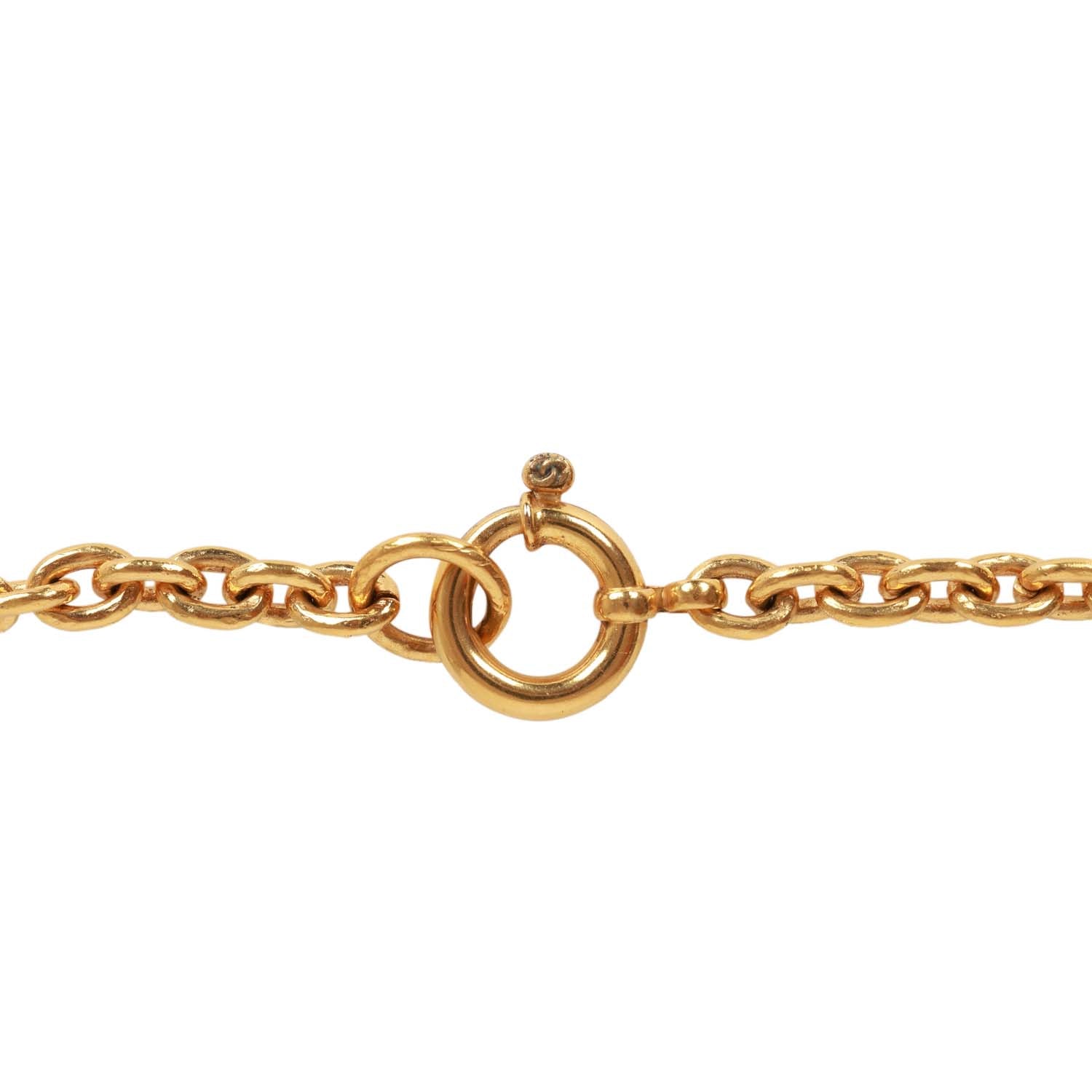 Vintage Chanel 24K Gold Plated Triple Interlocking CC Pendant Necklace