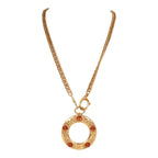 Vintage Chanel 24K Gold Plated Amber Gripoix Loupe Pendant Necklace