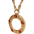 Vintage Chanel 24K Gold Plated Amber Gripoix Loupe Pendant Necklace