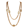 Vintage Chanel 24K Gold Plated CC Oval Coin Charm Sautoir Necklace