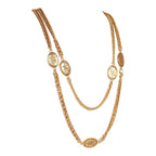 Vintage Chanel 24K Gold Plated CC Oval Coin Charm Sautoir Necklace
