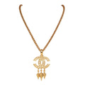 Vintage Chanel 24K Gold Plated Filigree Cut-Out CC Pendant Necklace