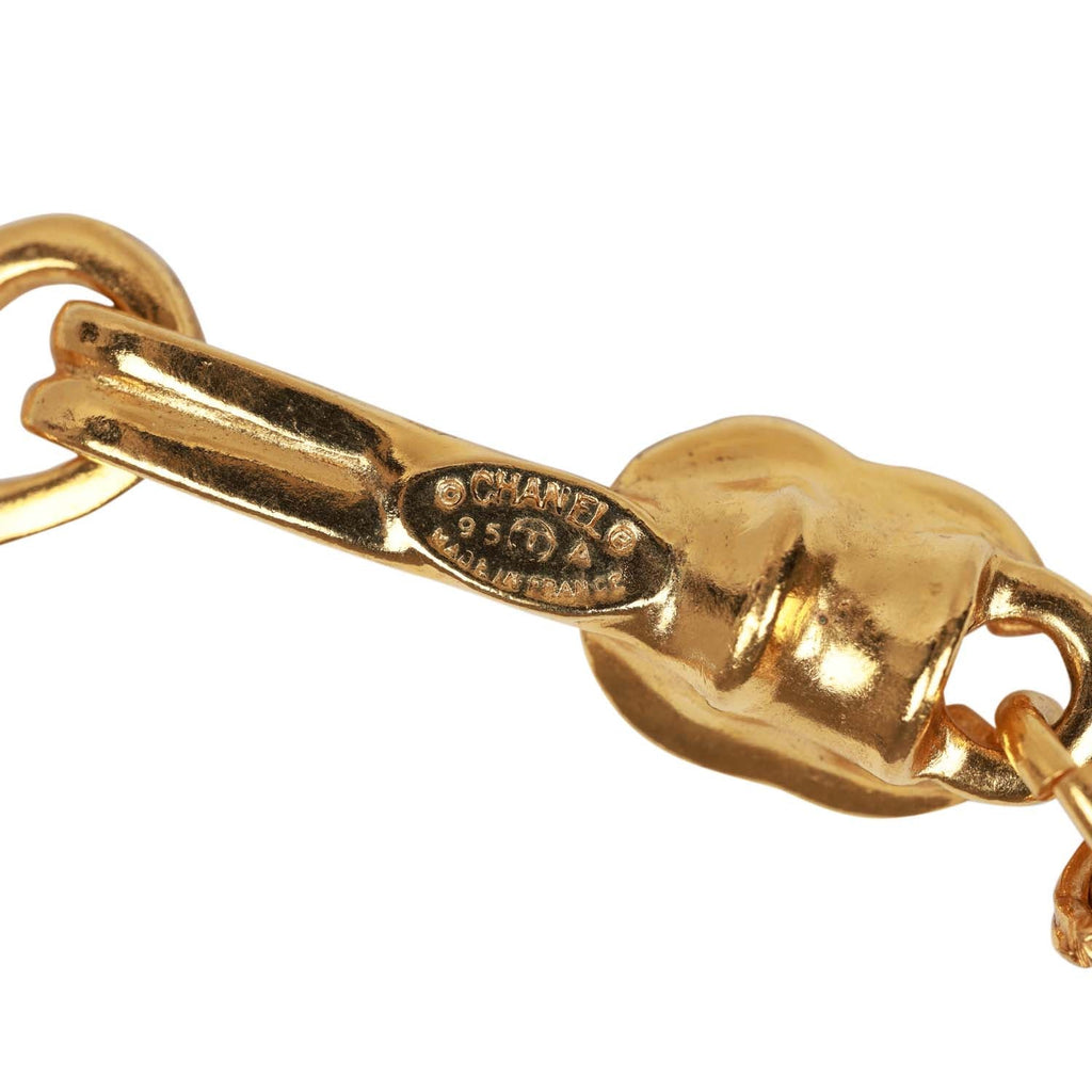 Vintage Chanel 24K Gold Plated Filigree Cut-Out CC Pendant Necklace