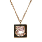 Vintage Chanel 24K Gold Plated Pink No.5 Rhinestone Pendant Necklace