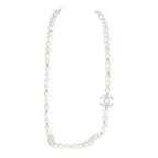 Chanel Gold CC Faux Large Pearl Crystal Necklace