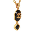 Vintage Chanel 24K Gold Plated Embossed CC Logo Pendant Necklace