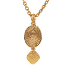 Vintage Chanel 24K Gold Plated Embossed CC Logo Pendant Necklace