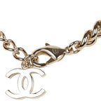 Chanel Light Gold Tone Wax Seal Logo and Rhinestone Star Necklace