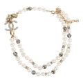 Chanel Layered Pearl, Gripoix, and Strass Gold Metal Fish Head Logo Necklace