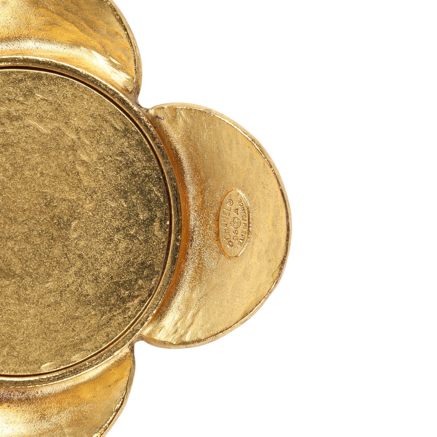 Vintage Chanel 24K Gold Plated Grapevine Mirror Pendant Necklace