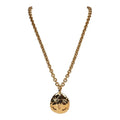 Vintage Chanel 24K Gold Plated CC Quilted Oval Pendant Necklace