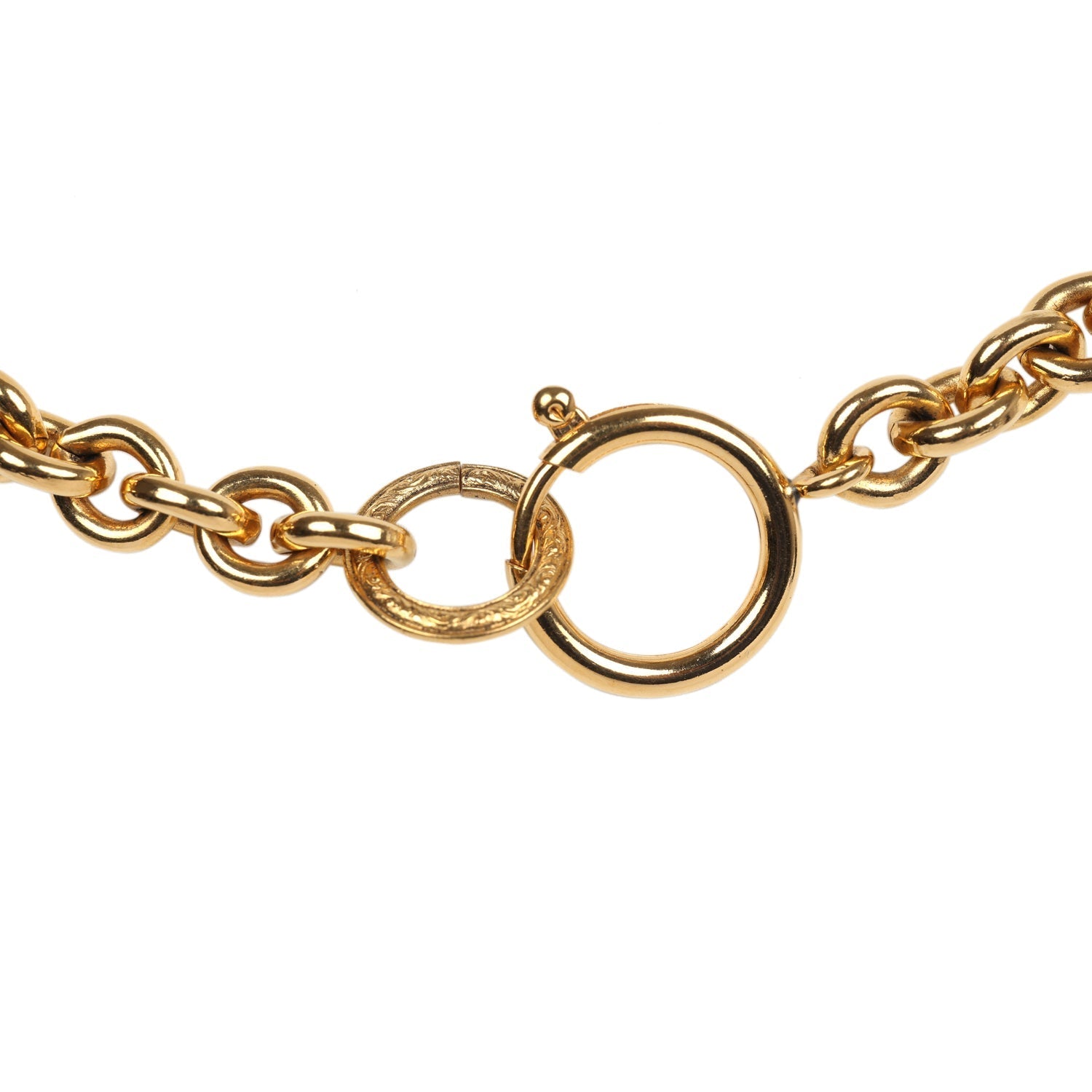 Vintage Chanel 24K Gold Plated CC Quilted Oval Pendant Necklace