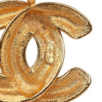 Vintage Chanel 24K Gold Plated Large CC Quilted Pendant Necklace